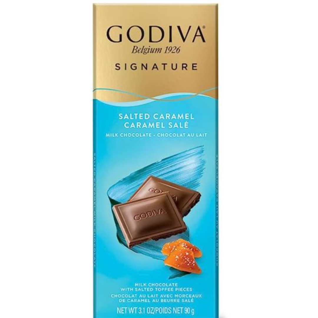 GODIVA SALTED CARAMEL MILK CHOCOLATE 90G